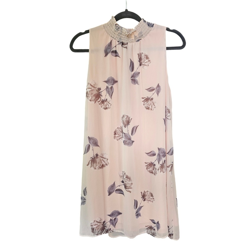 Lelis Floral Print‎ Sleeveless Dress Smocked Neckline Blouson Style Large